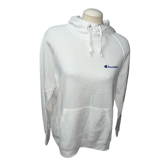 Champion Power Blend Long Sleeve Warm Hoodie Sweatshirt Sz XL White Kangaroo Poc - Picture 3 of 16